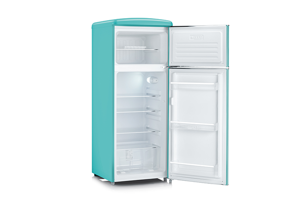 Frigorifero Domo DO91705R Retro' Vintage – Doppia Porta, Turchese, 144 Cm, Classe D