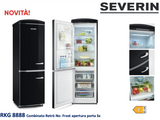 Ⓜ️🔵🔵🔵 SEVERIN RKG 8888 - Frigorifero Retrò combinato, NERO, apertura a sinistra, TOTAL NO-FROST MULTI-AIRFLOW, Nuoca classe E