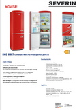 Ⓜ️🔵🔵🔵 SEVERIN RKG 8887 - Frigorifero Retrò combinato, ROSSO, apertura a sinistra, TOTAL NO-FROST MULTI-AIRFLOW, Nuoca classe E