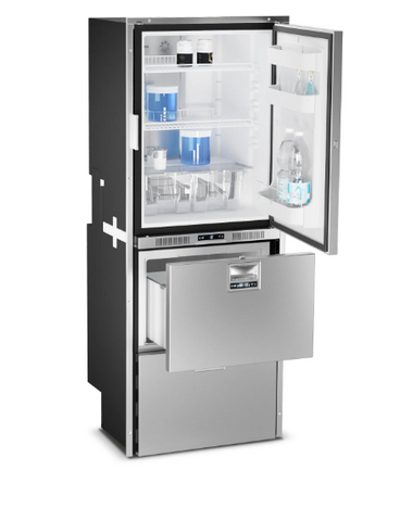 Ⓜ️🔵🔵🔵 Vitrifrigo DRW360A - Frigo-freezer a cassetto doppio e porta singola, All in One, 307 Litri, Acciaio Inox, Luce LED, NO-Frost, A x L x P 174x68.2x58.5 cm