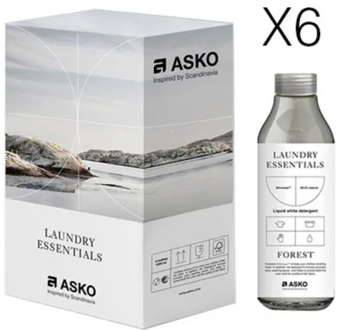 Ⓜ️🔵🔵🔵 ASKO Detergente Bianchi 6 flaconi - Detergente lavatrice per capi bianchi, confezione da 6 flaconi, 99% ingredienti naturali, senza coloranti, parabeni e derivati animali, Bottiglia 100% plastica riciclata.