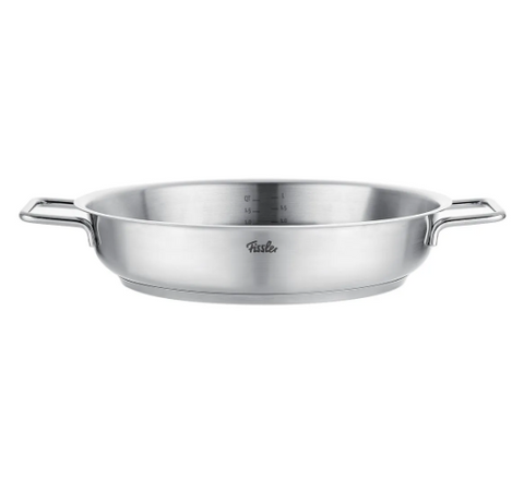 Ⓜ️🔵🔵🔵 Fissler Tegame - Tegame, Serie Pure Collection, Capacità 2 Litri, Diametro 24 cm, Acciaio inox 18/10 riciclato (fino al 90%), Manici in acciaio inox lucidato, Fondo Superthermic