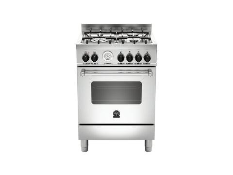 Ⓜ️🔵🔵🔵 LA GERMANIA AMN664EXT - Cucina 4 fuochi gas, forno elettrico multifunzione, 60x60 cm, acciaio inox, serie Americana, Classe A