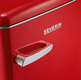 Ⓜ️🔵🔵🔵cSEVERIN RKS 8830 - Mini frigo in stile retrò colore ROSSO, maniglie in metallo cromato, ESTREMAMENTE SILENZIOSO, classe D
