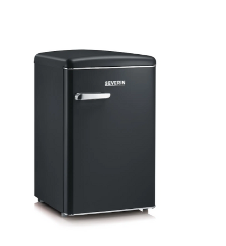 Ⓜ️🔵🔵🔵👌 SEVERIN RKS 8832 - Mini frigo in stile retrò colore NERO, maniglie in metallo cromato, ESTREMAMENTE SILENZIOSO, classe D