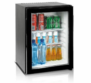 Ⓜ️🔵🔵🔵 Vitrifrigo HC30V - Minibar ad assorbimento, Porta a vetro, 30 Litri, Luce LED interna, Classe G