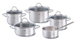 Ⓜ️🔵🔵🔵 Fissler PALERMO - Batteria di pentole, Set di 5 pezzi con 4 coperchi, ACCIAIO INOX 18/10 e VETRO (no plastica), per tutti i tipi di piani cottura compresa l'induzione, ANCHE DA FORNO
