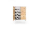 Ⓜ️🔵🔵🔵 Alpes 128/165 DISPENSA/2 - LIBERI IN CUCINA, Elemento Colonne, colonna cucina per dispensa, ante in legno di rovere, 4 ripiani con 2 regolabili, acciaio inox, larg. 128cm, prof. 64cm, alt. 165/170cm