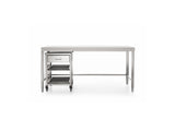 Ⓜ️🔵🔵🔵 Alpes 190C-BANCO-1 - LIBERI IN CUCINA, Elemento Contenimento, banco cucina, acciaio inox, larg. 190cm, prof. 65cm, alt. 90/95cm, carrello sotto-piano top acciaio inox, cassetto+2 ripiani 55x55x80cm