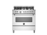 Ⓜ️🔵🔵🔵 BERTAZZONI MAS96L1EXT - Piano cottura a gas, 6 fuochi, Serie Master, Acciaio Inox, Forno gigante, 90 cm