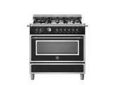 Ⓜ️🔵🔵🔵 BERTAZZONI HER96L1ENET - Piano cottura a gas, 6 Fuochi, Serie Heritage, Nero Opaco, Forno Gigante elettrico, 90 cm