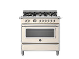 Ⓜ️🔵🔵🔵 BERTAZZONI HER96L1EAVT - Cucina, Piano cottura a gas, 90 cm, 6 Fuochi, Serie Heritage, Avorio, Forno Gigante elettrico, Nuova classe A