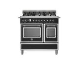 Ⓜ️🔵🔵🔵 BERTAZZONI HER96L2ENET - Cucina, Piano cottura a gas, 90 cm, 6 Fuochi, Serie Heritage, Nero Opaco, Doppio Forno elettrico, Nuova classe A