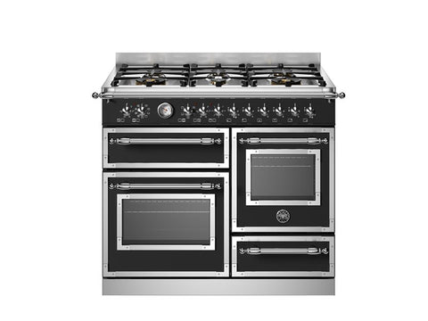 Ⓜ️🔵🔵🔵 BERTAZZONI HER106L3ENET - Piano cottura a gas, 6 Fuochi, Serie Heritage, Nero Opaco, 100 cm