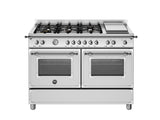 Ⓜ️🔵🔵🔵 BERTAZZONI HER126G2EXT - Cucina, Piano cottura a gas, 120 cm, 6 Fuochi, Serie Heritage, Acciaio inox, Doppio wok, Piastra Teppan-yaki, Doppio Forno elettrico, Nuova classe A