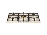 Ⓜ️🔵🔵🔵 BERTAZZONI P905CHERAX - Piano Cottura a Gas, 90 cm, Avorio/ Inox, Serie Heritage, 5 Fuochi, Dual Wok Centrale