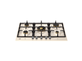 Ⓜ️🔵🔵🔵 BERTAZZONI P755CHERAX - Piano Cottura a Gas, 75 cm, Avorio/ Inox, Serie Heritage, 5 Fuochi, Wok Centrale
