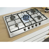 Ⓜ️🔵🔵🔵 CANDY CHW74WX - Piano cottura, 5 fuochi gas di cui 1 tripla corona centrale, 75 cm, Piano inox e Griglie lavabili in lavastoviglie in metallo smaltato nero