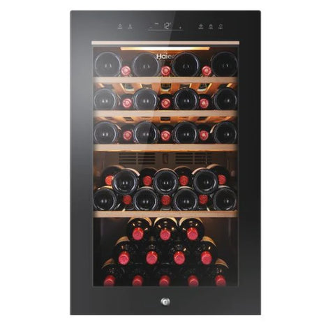 Ⓜ️🔵🔵🔵 Haier HWS49GA - Cantinetta vino con serratura, Wine Bank 50, Serie 5, Libera installazione, 1 zona, 49 bottiglie, Luce LED,  L x P x A 47.5x45.6x85, Nuova classe F