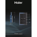 Ⓜ️🔵🔵🔵 Haier HWS49GA - Cantinetta vino con serratura, Wine Bank 50, Serie 5, Libera installazione, 1 zona, 49 bottiglie, Luce LED,  L x P x A 47.5x45.6x85, Nuova classe F