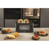 Ⓜ️🔵🔵🔵 Haier HTO7W2 011 - Tostapane FINESTRATO con fette EXTRA-LARGHE E LUNGHE, I-Master Serie 7 LAVA, 1 scomparti extra-profondi, 7 livelli di tostatura, 1300 (W)