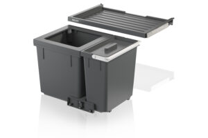 Ⓜ️🔵🔵🔵 MULLEX X60 M7 Basic - Contenitore Raccolta Rifiuti + Separatore X + Coperchio 60 Basic, Colore Grigio antracite/ Biaco avorio, 2 Contenitori, 56,8 x 36,8 x 39,3 cm