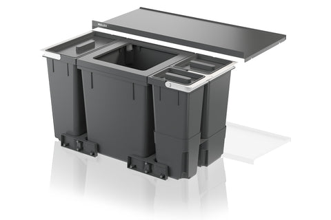 Ⓜ️🔵🔵🔵 MULLEX X80 L6 Basic - Contenitore Raccolta Rifiuti + Separatore X + Coperchio 80 Basic,  Colore Grigio antracite/ Biaco avorio,  76,8 x 36,8 x 43,5 cm