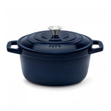 Ⓜ️🔵🔵🔵 La Fonderie 1890 ALMA22 - [📦🚨Spedizione immediata!🚚💨] Pentola a Cocotte tonda in ghisa, smaltata blu, SENZA PFAS, PFAS FREE, pentola con 2 manici e coperchio, diametro 22 cm, Capienza 3,3 litri