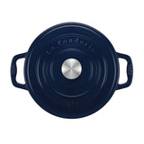Ⓜ️🔵🔵🔵 La Fonderie 1890 ALMA22 - [📦🚨Spedizione immediata!🚚💨] Pentola a Cocotte tonda in ghisa, smaltata blu, SENZA PFAS, PFAS FREE, pentola con 2 manici e coperchio, diametro 22 cm, Capienza 3,3 litri