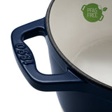 Ⓜ️🔵🔵🔵 La Fonderie 1890 ALMA22 - [📦🚨Spedizione immediata!🚚💨] Pentola a Cocotte tonda in ghisa, smaltata blu, SENZA PFAS, PFAS FREE, pentola con 2 manici e coperchio, diametro 22 cm, Capienza 3,3 litri