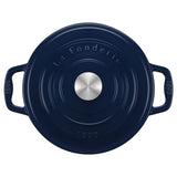 Ⓜ️🔵🔵🔵 La Fonderie 1890 ALMA25 - Pentola a Cocotte tonda in ghisa, smaltata blu, SENZA PFAS, PFAS FREE, pentola con 2 manici e coperchio, diametro 25 cm, Capienza 4,7 litri