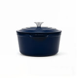 Ⓜ️🔵🔵🔵 La Fonderie 1890 ALMA36 - Pentola a Cocotte ovale in ghisa, smaltata blu, SENZA PFAS, PFAS FREE, pentola con 2 manici e coperchio, ellisse 36 x 28 cm, Capienza 7,7 litri