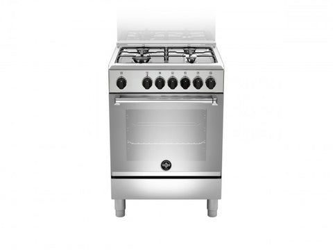 Ⓜ️🔵🔵🔵 LA GERMANIA AMN664EXVC - Cucina, Piano di Lavoro, Acciaio Inox, Serie Americana, 4 Fuochi Gas, Forno Elettrico con Grill, 60x60 cm, Nuova Classe A