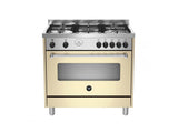 Ⓜ️🔵🔵🔵 LA GERMANIA AMN965ECRT/21 - Cucina 5 fuochi gas, bruciatore con doppia corona, forno elettrico, 90x60 cm, crema opaco, Serie Americana, Classe A