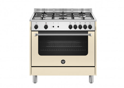Ⓜ️🔵🔵🔵 LA GERMANIA AMN965GCRV/24 - Cucina 5 fuochi gas, forno singolo, 90x60 cm, crema opaco, Serie Americana, Classe A+
