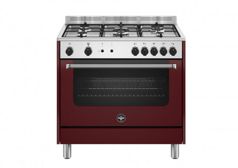 Ⓜ️🔵🔵🔵 LA GERMANIA AMN965GVIV/24 - Cucina 5 fuochi gas, forno singolo, 90x60 cm, vino opaco, Serie Americana, Classe A+