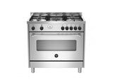 Ⓜ️🔵🔵🔵 LA GERMANIA AMN965GXT - Cucina 5 fuochi gas, bruciatore con doppia corona, forno a gas, 90x60 cm, acciaio inox, Serie Americana, Classe A+