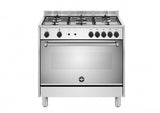 Ⓜ️🔵🔵🔵 LA GERMANIA AMN965GXV/24 - Cucina 5 fuochi gas, forno gas ventilato, 90x60 cm, acciaio inox, serie Americana, Classe A+