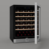 Ⓜ️🔵🔵🔵 LES PETITS CHAMPS CAVCE51 - Cantinetta acciaio inox per 51 bottiglie, serratura a chiave, 5 ripiani in legno, silenziosa, No Frost, antivibrazione, anti UV