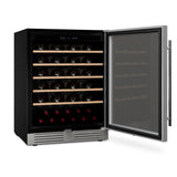 Ⓜ️🔵🔵🔵 LES PETITS CHAMPS CAVCE51 - Cantinetta acciaio inox per 51 bottiglie, serratura a chiave, 5 ripiani in legno, silenziosa, No Frost, antivibrazione, anti UV