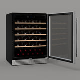 Ⓜ️🔵🔵🔵 LES PETITS CHAMPS CAVCE51 - Cantinetta acciaio inox per 51 bottiglie, serratura a chiave, 5 ripiani in legno, silenziosa, No Frost, antivibrazione, anti UV