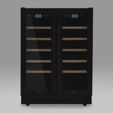 Ⓜ️🔵🔵🔵 LES PETITS CHAMPS CAVCEDB42 - Cantinetta TOTAL BLACK per 42 bottiglie, NERA, 2 ZONE di temperatura, No-Frost, anti-UV, SILENZIOSA, filtro carbone, ANTIVIBRAZIONE