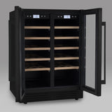 Ⓜ️🔵🔵🔵 LES PETITS CHAMPS CAVCEDB42 - Cantinetta TOTAL BLACK per 42 bottiglie, NERA, 2 ZONE di temperatura, No-Frost, anti-UV, SILENZIOSA, filtro carbone, ANTIVIBRAZIONE