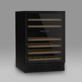 Ⓜ️🔵🔵🔵 LES PETITS CHAMPS CAVCEDB46 - Cantinetta TOTAL BLACK per 46 bottiglie, NERA, 2 ZONE DI TEMPERATURA, 6 ripiani in legno, funzione inverno, anti-UV, ANTIVIBRAZIONE