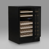 Ⓜ️🔵🔵🔵 LES PETITS CHAMPS CAVCEDB46 - Cantinetta TOTAL BLACK per 46 bottiglie, NERA, 2 ZONE DI TEMPERATURA, 6 ripiani in legno, funzione inverno, anti-UV, ANTIVIBRAZIONE