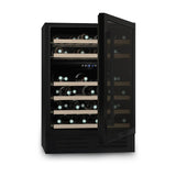 Ⓜ️🔵🔵🔵 LES PETITS CHAMPS CAVCEDB46 - Cantinetta TOTAL BLACK per 46 bottiglie, NERA, 2 ZONE DI TEMPERATURA, 6 ripiani in legno, funzione inverno, anti-UV, ANTIVIBRAZIONE