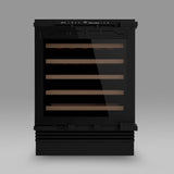 Ⓜ️🔵🔵🔵 LES PETITS CHAMPS CAVINTG48 - Cantinetta da incasso, con fronte pannellabile e personalizzabile, 48 bottiglie, nera con porta in vetro, 5 ripiani in legno, funzione inverno, anti-UV, ANTIVIBRAZIONE, controllo digitale