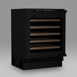 Ⓜ️🔵🔵🔵 LES PETITS CHAMPS CAVINTG48 - Cantinetta da incasso, con fronte pannellabile e personalizzabile, 48 bottiglie, nera con porta in vetro, 5 ripiani in legno, funzione inverno, anti-UV, ANTIVIBRAZIONE, controllo digitale