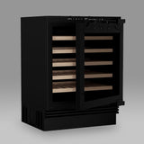 Ⓜ️🔵🔵🔵 LES PETITS CHAMPS CAVINTG48 - Cantinetta da incasso, con fronte pannellabile e personalizzabile, 48 bottiglie, nera con porta in vetro, 5 ripiani in legno, funzione inverno, anti-UV, ANTIVIBRAZIONE, controllo digitale