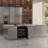 Ⓜ️🔵🔵🔵 LES PETITS CHAMPS CAVINTG48 - Cantinetta da incasso, con fronte pannellabile e personalizzabile, 48 bottiglie, nera con porta in vetro, 5 ripiani in legno, funzione inverno, anti-UV, ANTIVIBRAZIONE, controllo digitale